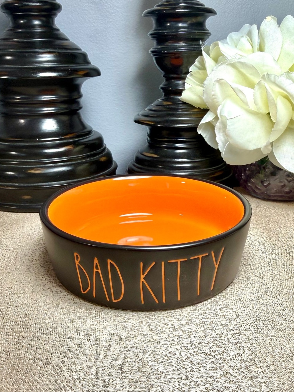 🆕Rae Dunn BAD KITTY Ceramic Pet Bowl